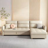 Pullout sleeper in faux leather finish – convertible sofa bed, l shape sofa cum bed